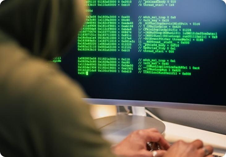 Cybersecurity professional analysing code